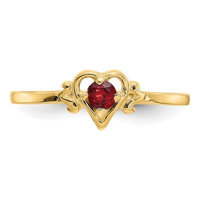 14K Yellow Gold Garnet Heart Birthstone Ring – view 5