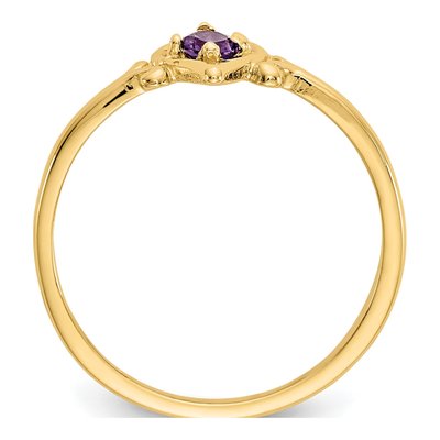 14K Yellow Gold Amethyst Heart Ring – view 2
