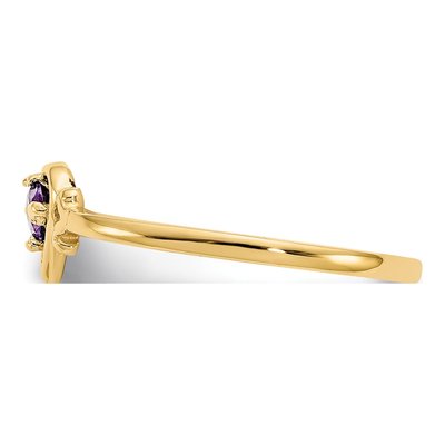 14K Yellow Gold Amethyst Heart Ring – view 4