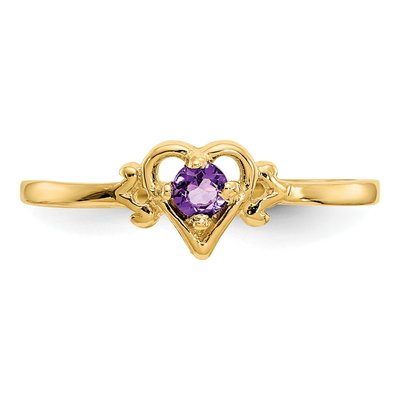 14K Yellow Gold Amethyst Heart Ring – view 5
