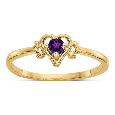 14K Yellow Gold Amethyst Heart Ring