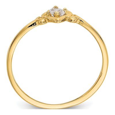 14K Yellow Gold White Topaz Heart Birthstone Ring – view 2