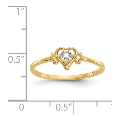 14K Yellow Gold White Topaz Heart Birthstone Ring – view 3