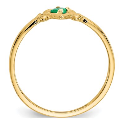 14K Yellow Gold Emerald Heart Ring – view 2