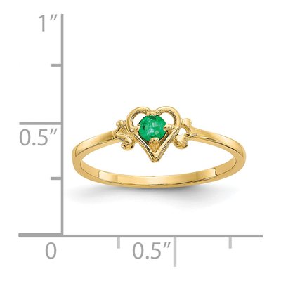 14K Yellow Gold Emerald Heart Ring – view 3