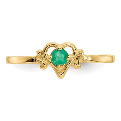 14K Yellow Gold Emerald Heart Ring – view 5