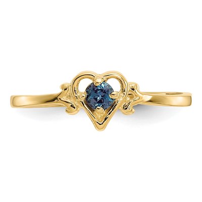14K Yellow Gold Lab-Created Alexandrite Heart Ring – view 5
