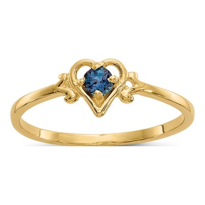 14K Yellow Gold Lab-Created Alexandrite Heart Ring