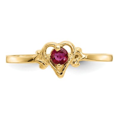 14K Yellow Gold Ruby Heart Ring – view 5