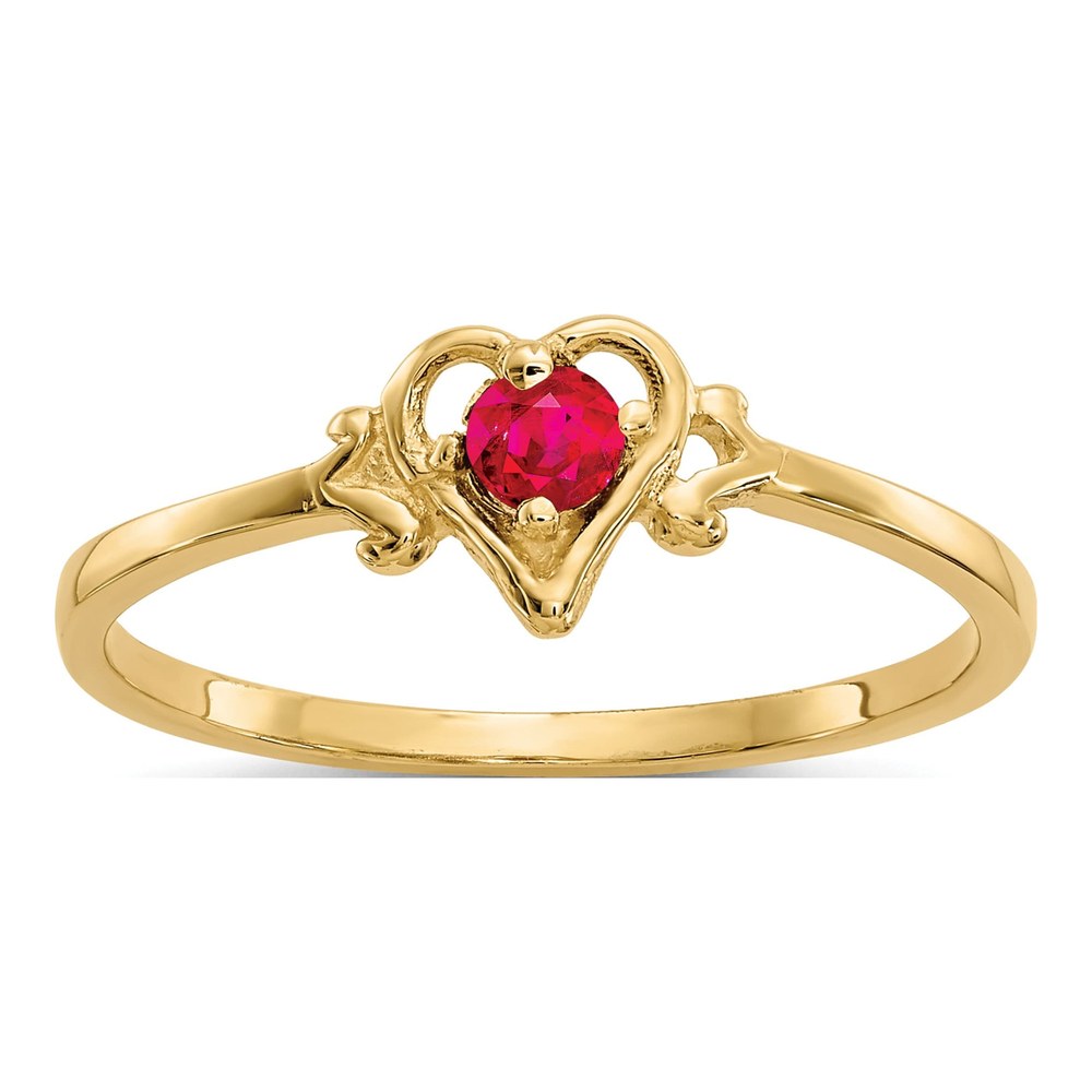 14K Yellow Gold Ruby Heart Ring