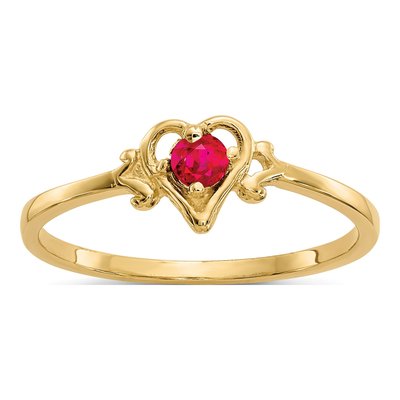 14K Yellow Gold Ruby Heart Ring
