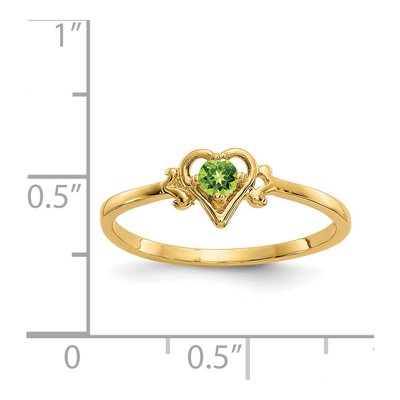14K Yellow Gold Peridot Heart Ring – view 3