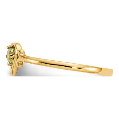 14K Yellow Gold Peridot Heart Ring – view 4