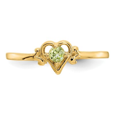14K Yellow Gold Peridot Heart Ring – view 5