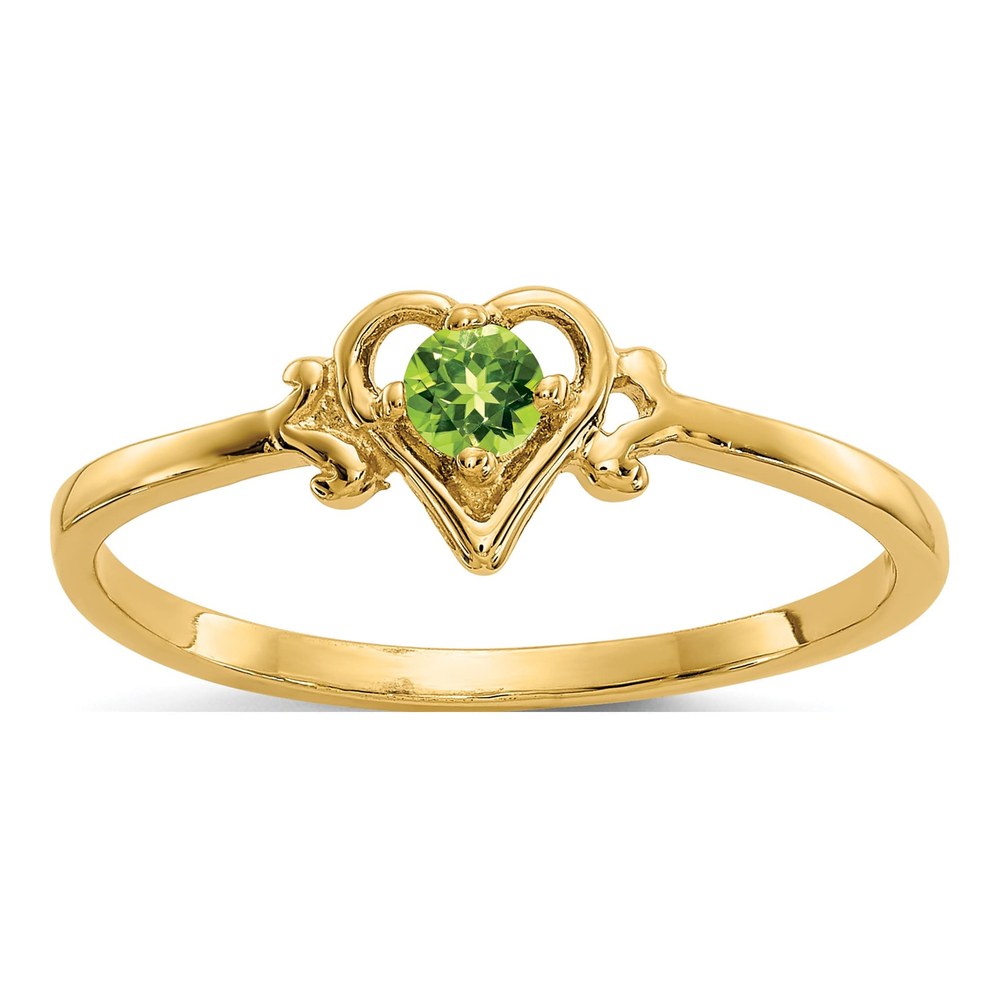 14K Yellow Gold Peridot Heart Ring