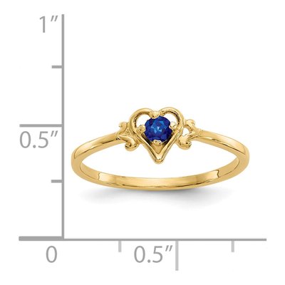 14K Yellow Gold Sapphire Heart Birthstone Ring – view 3