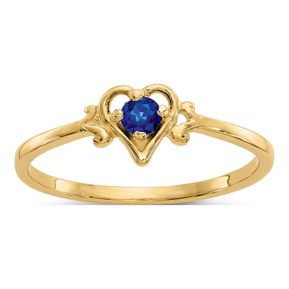 14K Yellow Gold Sapphire Heart Birthstone Ring