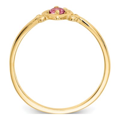 14K Yellow Gold Pink Tourmaline Heart Ring – view 2