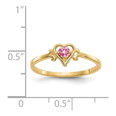 14K Yellow Gold Pink Tourmaline Heart Ring – view 3