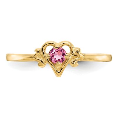 14K Yellow Gold Pink Tourmaline Heart Ring – view 5