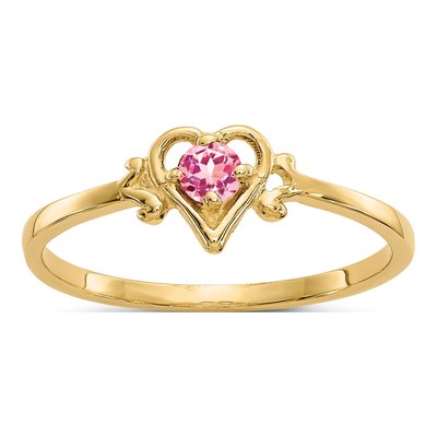 14K Yellow Gold Pink Tourmaline Heart Ring