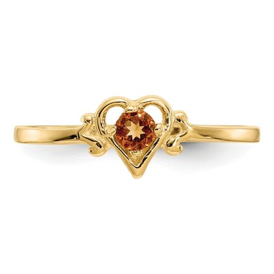 14K Yellow Gold Citrine Heart Ring – view 5