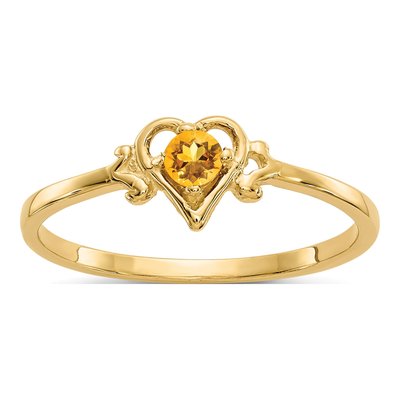 14K Yellow Gold Citrine Heart Ring