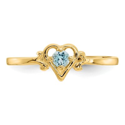 14K Yellow Gold Swiss Blue Topaz Heart Ring – view 5
