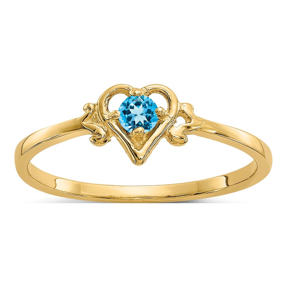 14K Yellow Gold Swiss Blue Topaz Heart Ring