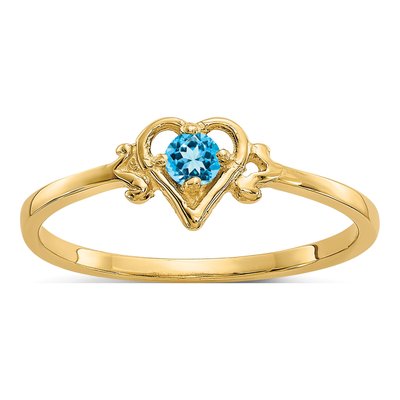 14K Yellow Gold Swiss Blue Topaz Heart Ring