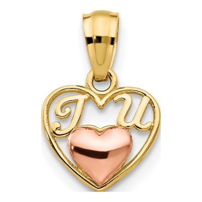 14K Two-Tone Gold Mini I LOVE Pendant