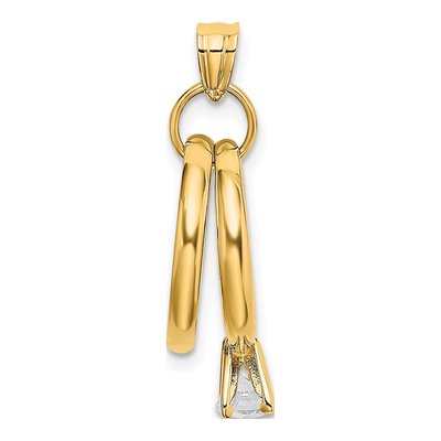 14K Yellow Gold CZ Large Wedding Charm – view 4
