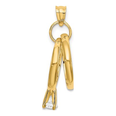 14K Yellow Gold CZ Large Wedding Charm