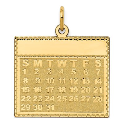 14K Yellow Gold Sunday Calendar Pendant