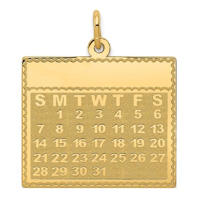 14K Yellow Gold Monday Calendar Pendant