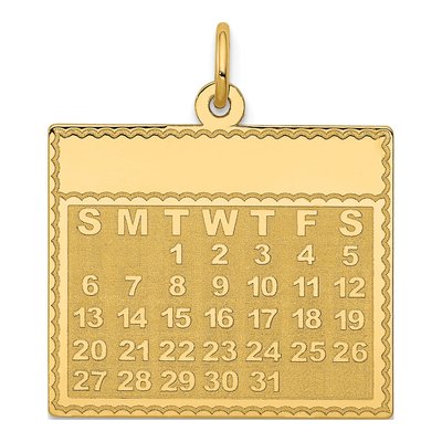14K Yellow Gold Tuesday Calendar Pendant