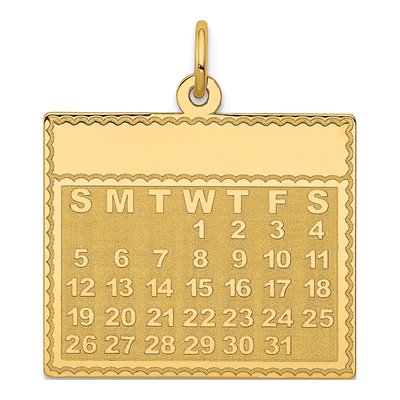 14K Yellow Gold Wednesday Calendar Pendant