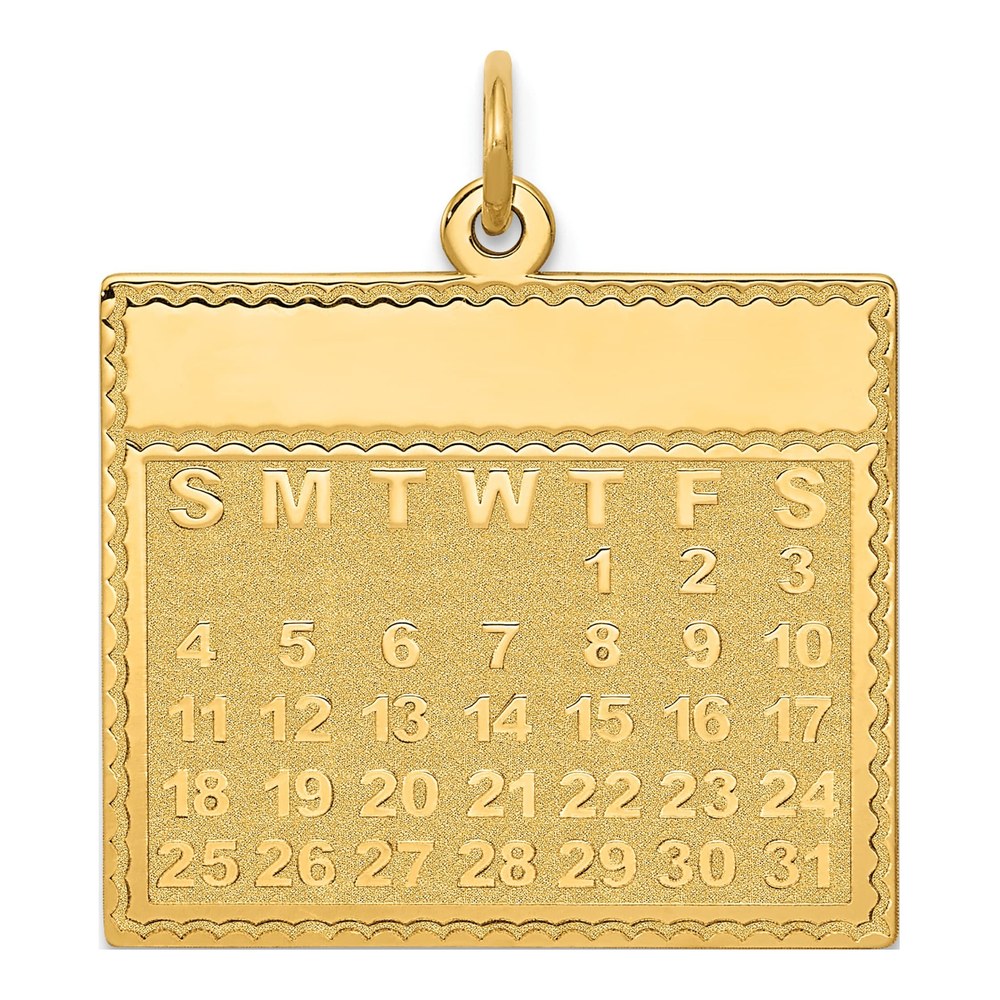 14K Yellow Gold Thursday Calendar Pendant