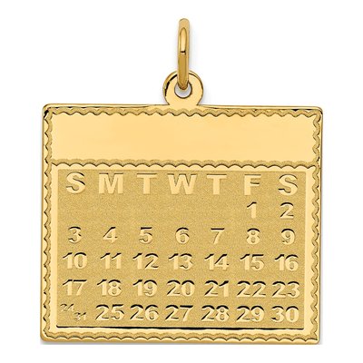 14K Yellow Gold Calendar Pendant