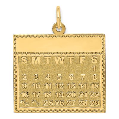 14K Yellow Gold Calendar Pendant