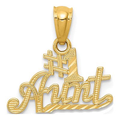 14K Yellow Gold AUNT Number 1 Pendant