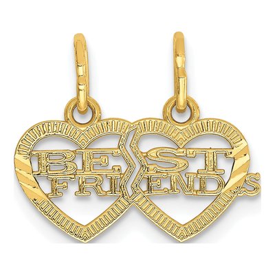 14K Yellow Gold Best Friends Heart Set Charm