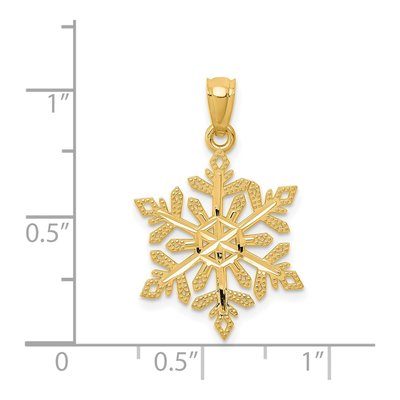 14K Yellow Gold Diamond-Cut Snowflake Pendant – view 5