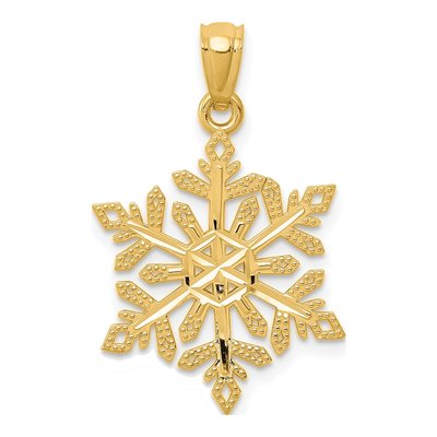 14K Yellow Gold Diamond-Cut Snowflake Pendant