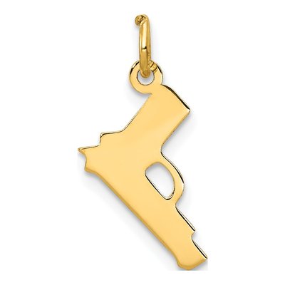 14K Yellow Gold Pistol Pendant