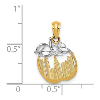 14K Yellow Gold NY Skyline Apple Cut-Out Pendant – view 5