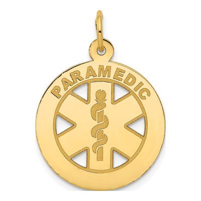 14K Yellow Gold Paramedic Medical Pendant