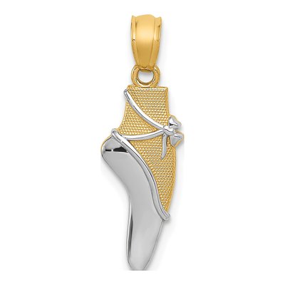 14K Yellow Gold Ballet Shoe Pendant