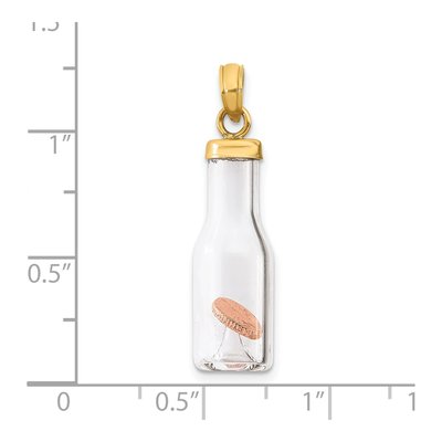 14K Yellow Gold Mini Penny Glass Bottle Pendant – view 4
