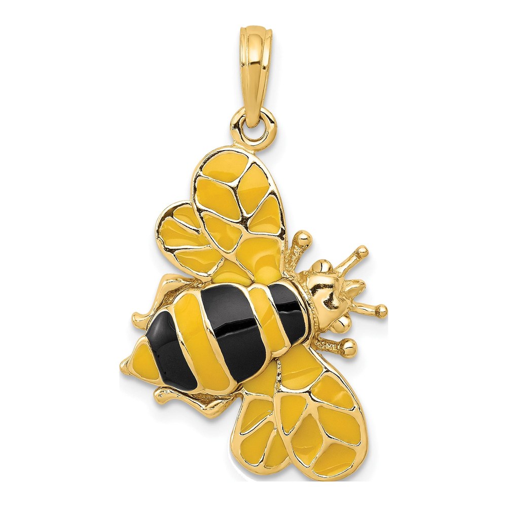 14k Yellow Gold 3-D Enameled Bumblebee Pendant